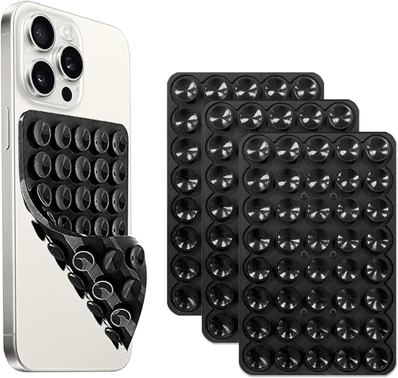 Clickify Double Sided Silicone Suction Phone Case Mount (Compatible iPhone and Android, Hands-Free Phone Accessory Holder for Selfies and Videos) Fidget Toy Gift (Black, Double Sided 40 Suction Cups) (3) - Image 1