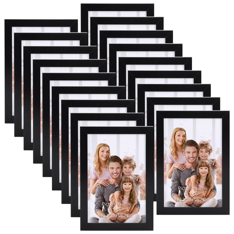 WIFTREY 18 Pack 4x6 Picture Frame Black 4 x 6 Photo Frames Bulk for Wall Hanging or Tabletop Display