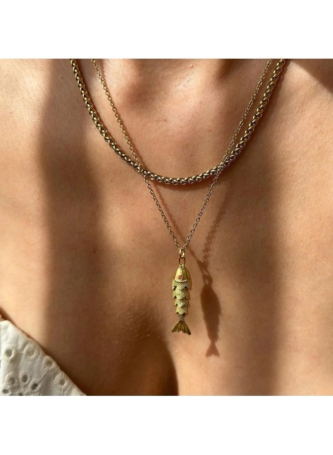 Urban Jewel Statement Fish Necklace- Stainless Steel (Chunky) - Image 2