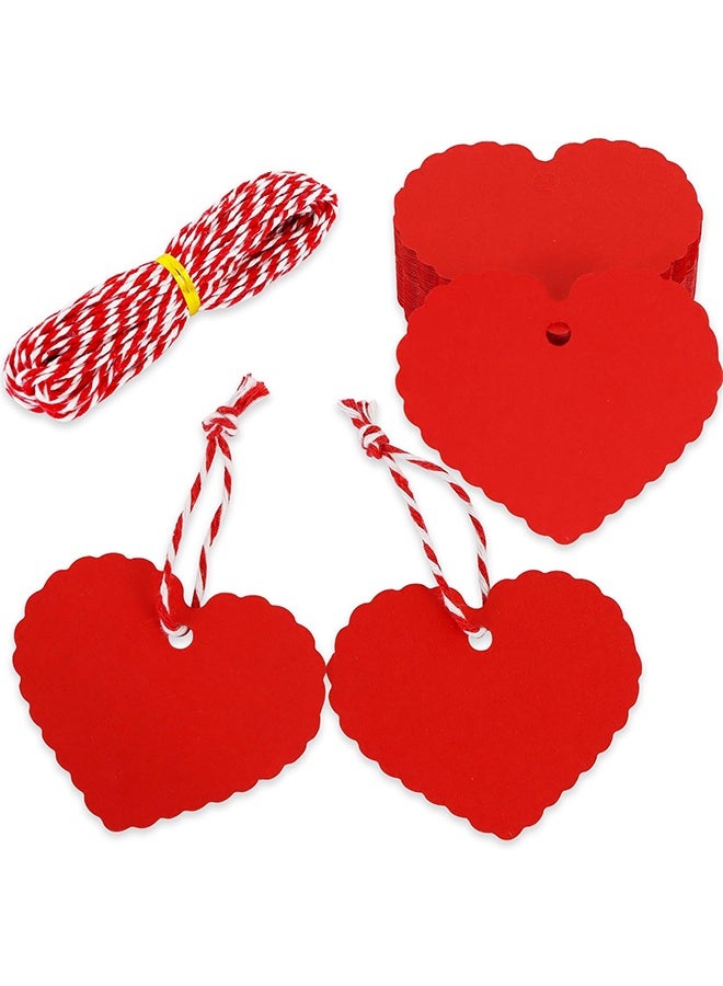 50PCS Mother's Day Gift Tags with Strings,Red Heart Shaped Hanging Labels, Bulk Bank Paper Tags with Strings for Bags, Gift Wrapping, DIY Crafts Mother's Day Party Favor Supplies - Image 1