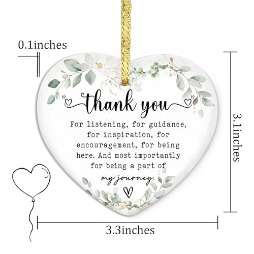 GOSSBY Heart-Shaped Thank You Ornament - Thank You Gift for Women - Christmas, Appreciation Gift for Teacher, Coworker, Employee, Boss, Friend - Christmas Tree Ornament Decor Idea 2025 - Image 3