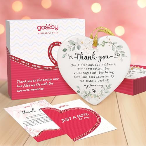 GOSSBY Heart-Shaped Thank You Ornament - Thank You Gift for Women - Christmas, Appreciation Gift for Teacher, Coworker, Employee, Boss, Friend - Christmas Tree Ornament Decor Idea 2025 - Image 2
