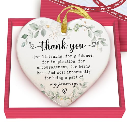 GOSSBY Heart-Shaped Thank You Ornament - Thank You Gift for Women - Christmas, Appreciation Gift for Teacher, Coworker, Employee, Boss, Friend - Christmas Tree Ornament Decor Idea 2025 - Image 1