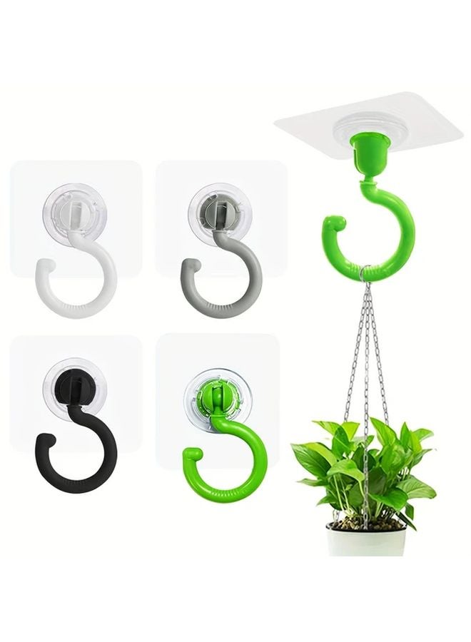5pcs Green Rotatable Adhesive Ceiling Hooks No Drill Easy Install For Home Garden - Image 3