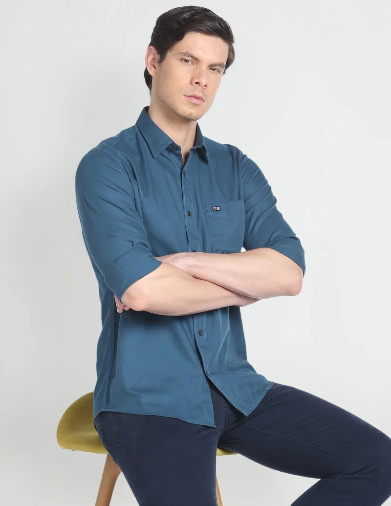 Solid Slim Fit Twill Shirt