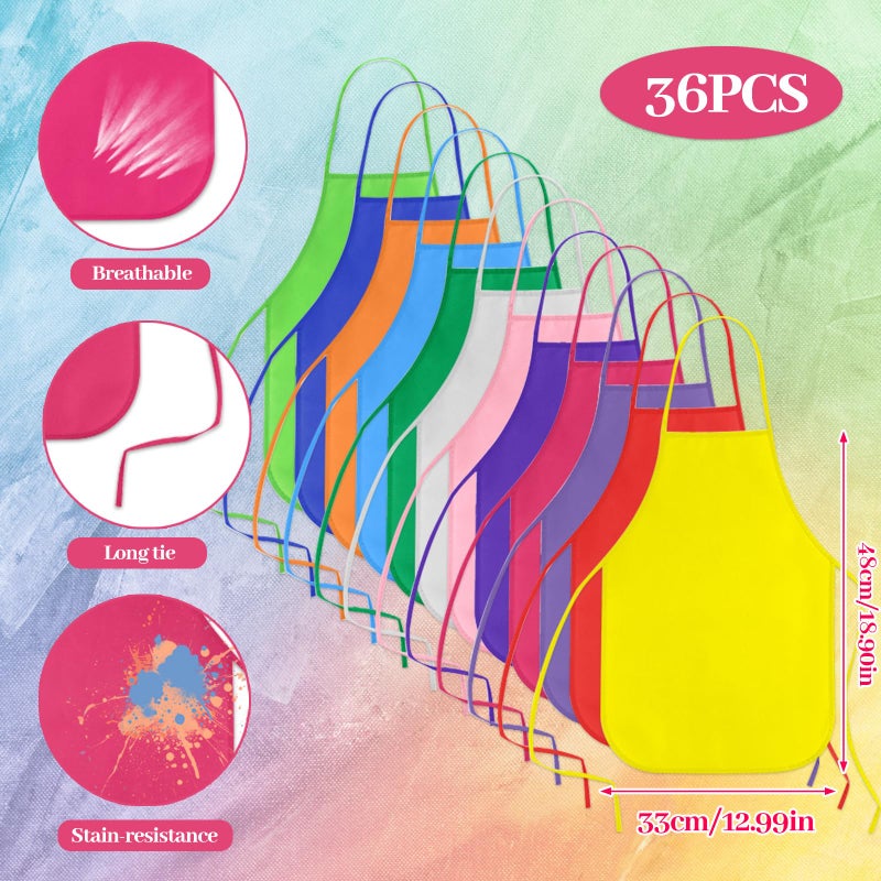 KUUQA 36 Pack Kids Apron Painting Aprons for Kids, Kids Painting Apron Art Smocks kid Apron for Classroom Painting Party Supplies - Image 2