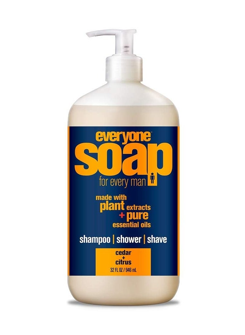 everyone for every body - Everyone 3-in-1 Soap, Body Wash, Bubble Bath, Shampoo, 32 Ounce (Pack of 1), Cedar and Citrus, Coconut Cleanser with Organic Plant Extracts and Pure Essential Oils - Image 1