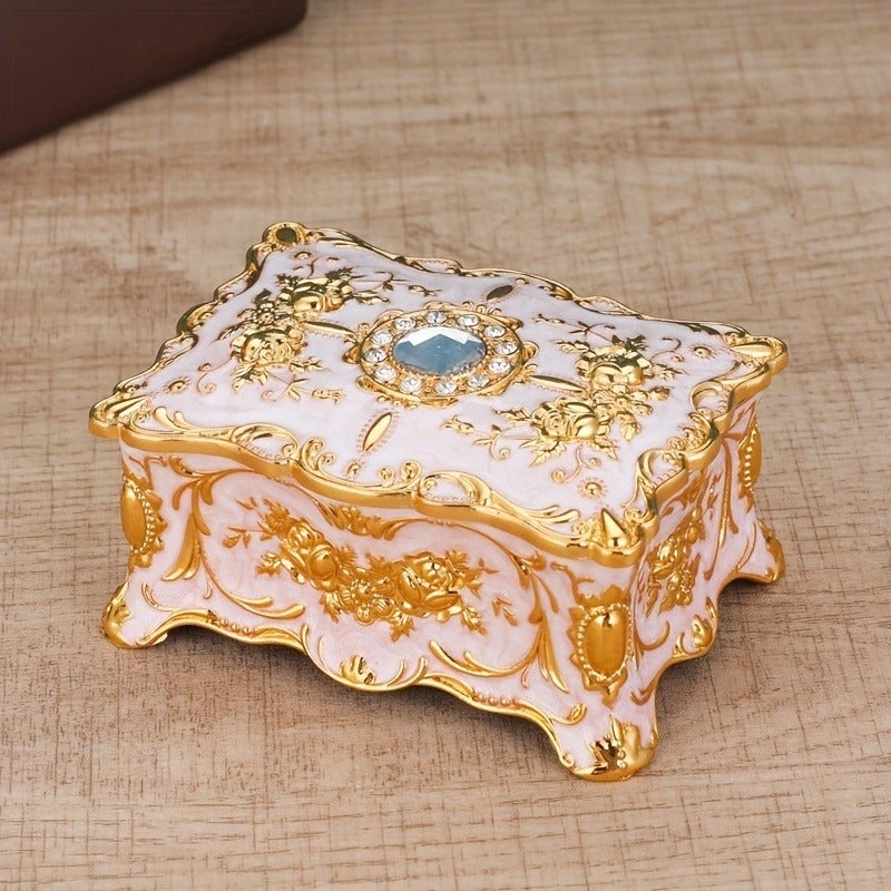 Metal Enamel Jewelry Box - Creative Storage for Rings, Necklaces & Earrings - Vintage Wedding Gift - Image 3