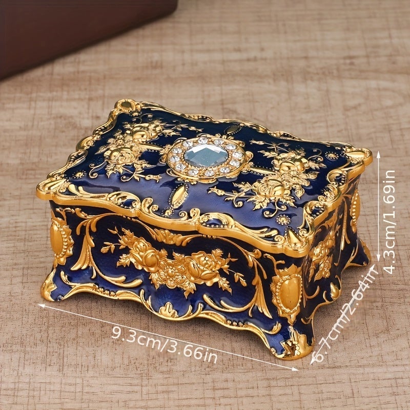 Metal Enamel Jewelry Box - Creative Storage for Rings, Necklaces & Earrings - Vintage Wedding Gift - Image 4