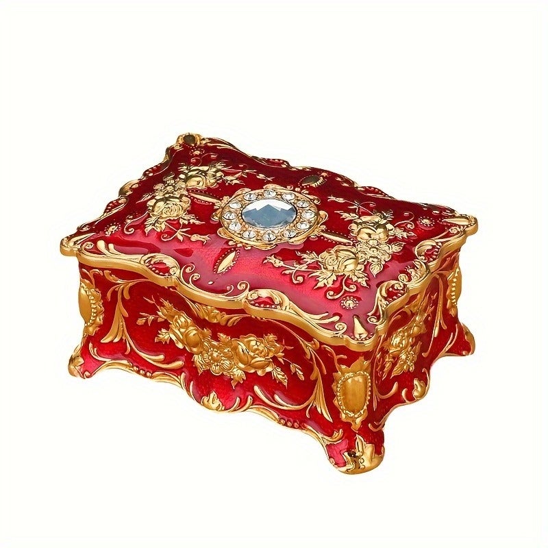 Metal Enamel Jewelry Box - Creative Storage for Rings, Necklaces & Earrings - Vintage Wedding Gift - Image 1