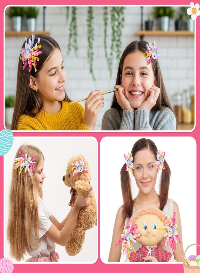 Dingion 4 Pcs Easter Hair Bows Clips with Embroidered Bunny and Ribbon Curl Hair Accessories Rabbits Alligator Clips Toddler Snap Clip for Kids Girls Women Toddlers Spring Easter Party Supplies - Image 4