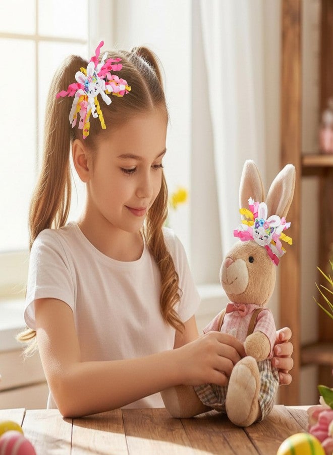 Dingion 4 Pcs Easter Hair Bows Clips with Embroidered Bunny and Ribbon Curl Hair Accessories Rabbits Alligator Clips Toddler Snap Clip for Kids Girls Women Toddlers Spring Easter Party Supplies - Image 5