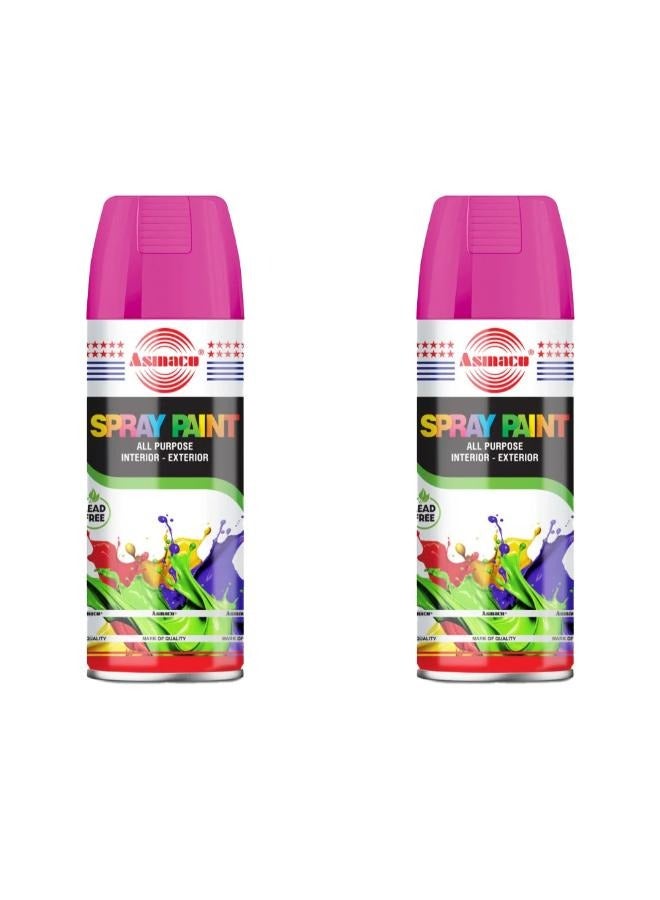 Asmaco Spray Paint - Fluorescent Pink - 400 Ml - Set of 02