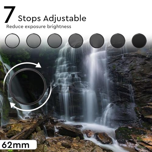 Welborn Tokoya 62 mm ND2 to ND400 Variable Neutral Density Filter Slim ND Fader ND2-400 Optical Glass Filter for DSLR Camera Lenses (62 mm) - Image 4