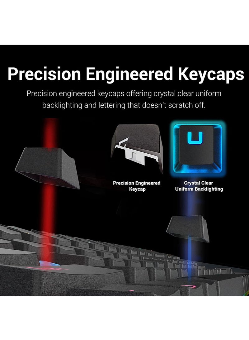 Rock Pow 87 Keys Mechan87 Keys Mechanical Gaming Keyboard USB Wired Keyboard Ergonomic Computer Keyboard with RGB LED Backlit Anti-ghosting Splash-Proof Ideal for PC/Macical Gaming Keyboard USB Wired Keyboard - Image 3
