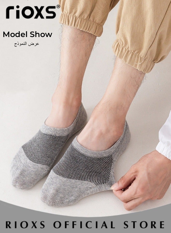 RIOXS Mens Shallow Cut Low Cut Elastic Sports Socks Set Skin Friendly Breathable Mesh Boat Socks Pack of 6  - Image 2