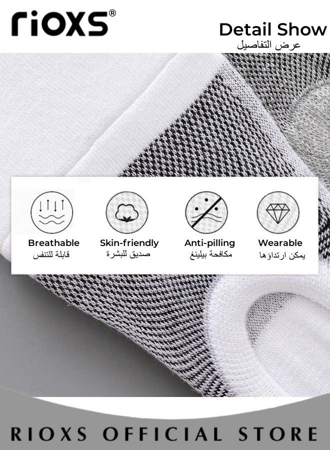 RIOXS Mens Shallow Cut Low Cut Elastic Sports Socks Set Skin Friendly Breathable Mesh Boat Socks Pack of 6  - Image 5