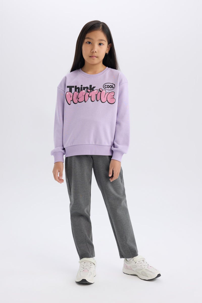 DeFacto Girl Relax Fit Crew Neck Fun Printed Soft Furry Sweatshirt - Image 5