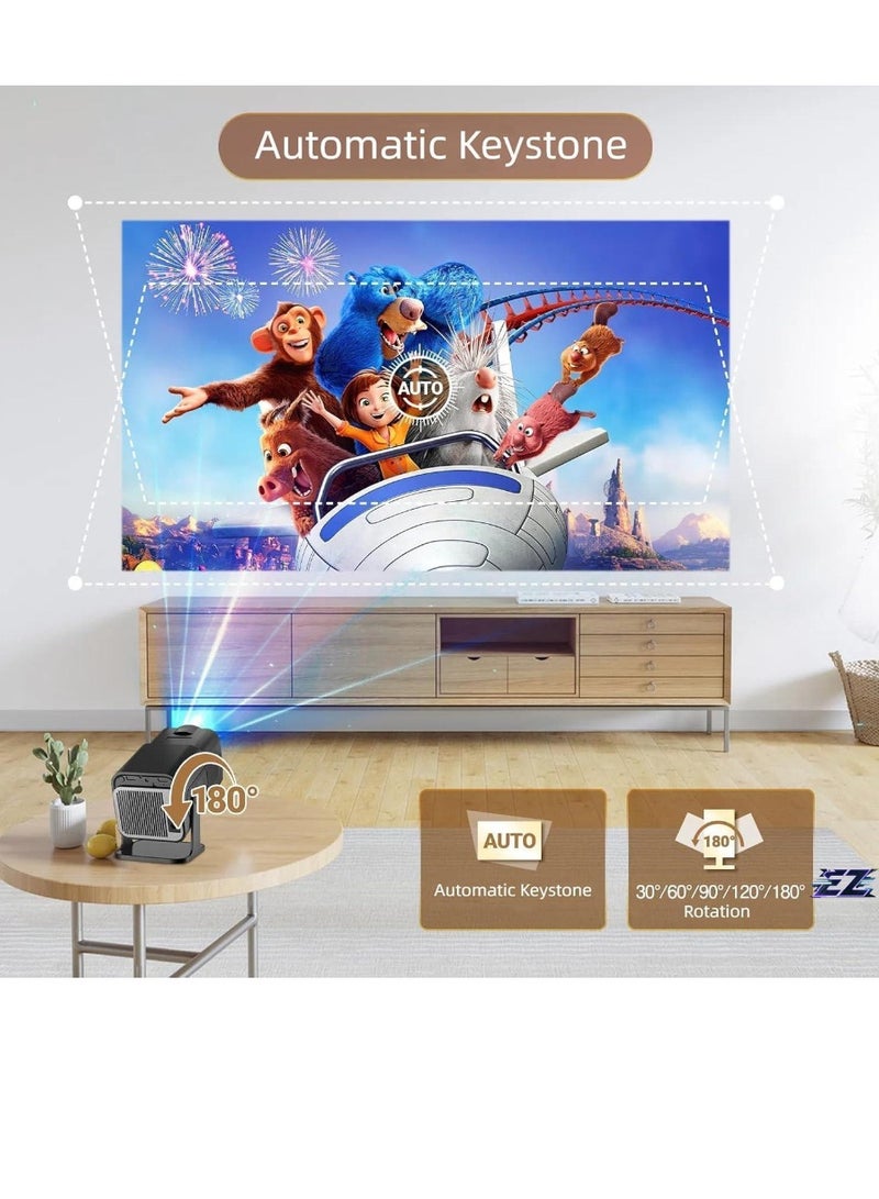 ELTRAZONE Mini 4K Native 1080P Smart Projector – Android TV 11.0, WiFi & Bluetooth, Auto Keystone, 10000 Lumens, 180-Degree Rotation, Short Throw – Ultimate Home Theater Experience, Compact & Portable for Movie Nights  - Image 2