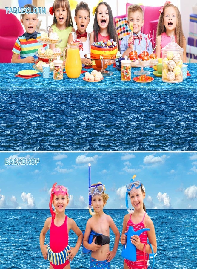 Jectivs 4.5x33 Ft Ocean Sky Wall Backdrop Decorations,Roll of Plastic Blue Ocean Sky White Clouds Photography Background,Under The Sea Natural Scenery Wallpaper Summer Weeding Birthday Pool Party Photo Props - Image 4