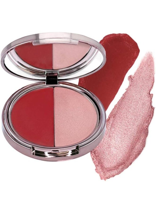 girlactik Usa. Cream Powder Blush & Cheek Tint Duo. Matte Shimmer Finish. Lightweight, Pigmented, Buildable Coverage. -Glow Duo Blush, L'Amour - Image 1