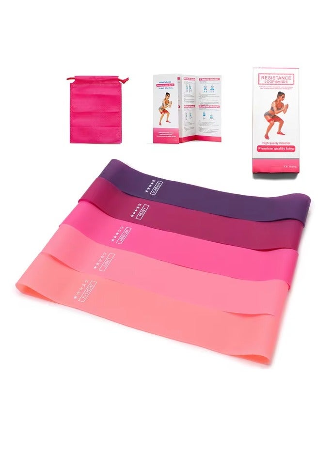 Generic 5pcs Fitness Bands Set,Strength Training Stretch Bands, Yoga Elastic Rubber For Resistance Training Waist Stretch, Joint Pain, Pilates（10-40 Lbs Pulling Force）  - Image 1