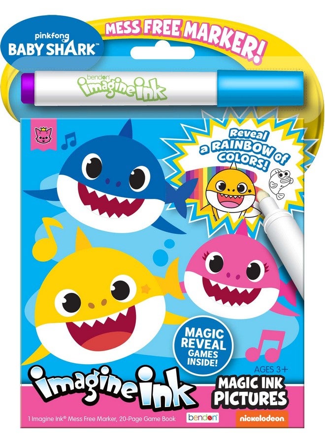 Bendon Imagine Ink Magic Ink Pictures and Game Book with Mess Free Marker (Baby Sharks) - Image 1