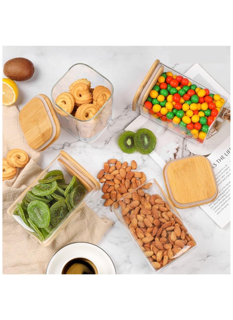 ZIMNEST - 2-Piece Set of Square Glass Storage Jars with Wooden Lids, 1100ML/37OZ Airtight Food Containers, Preservation Jars & Storage Boxes for Pasta, Flour, Grains, Spices, Tea, Coffee Beans, & Other Kitchen Staples - Perfect for Long-Term Food Preservation & Organization - Image 1