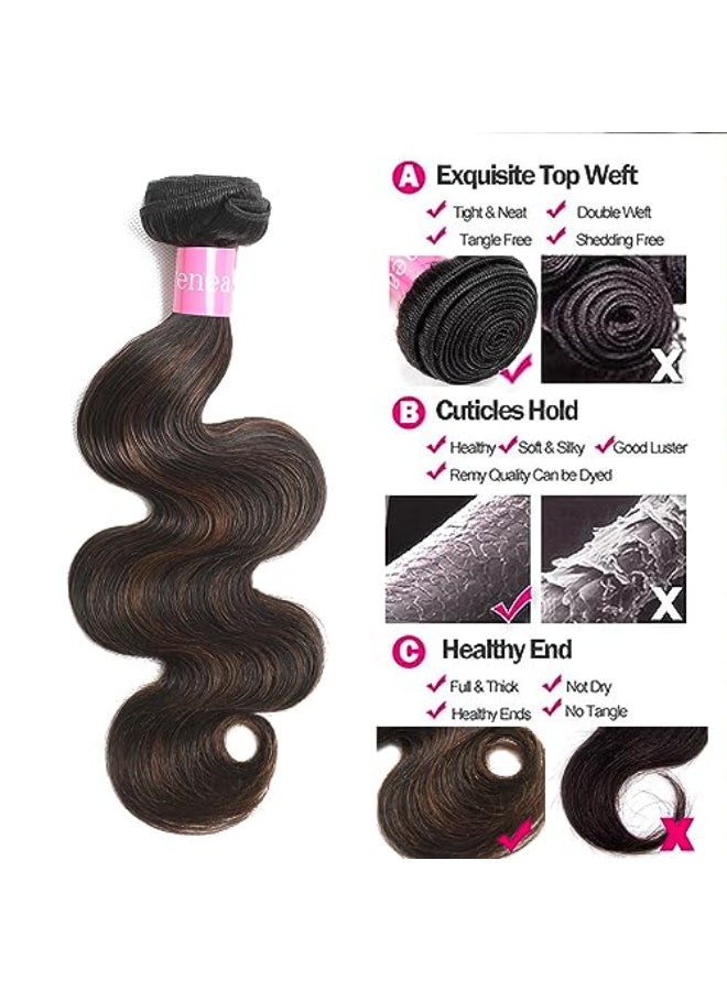 Lovenea Highlight Brown Body Wave Virgin Hair 3 Bundles 16 18 20 inch 10A Brazilian Human Hair Extensions Ombre Color Body Wavy Human Hair Weave Bundles F1B30 Color FB30 16 18 20 - Image 4