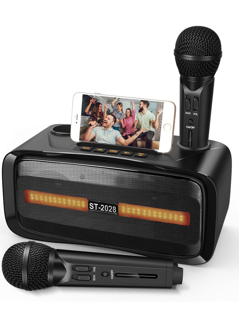 Generic Karaoke Machine with 2 Wireless Microphones for Kids and Adults, Portable Bluetooth Karaoke Machine, PA Speaker System for Home Party, Outdoor Party, Meeting, Wedding  - Image 1