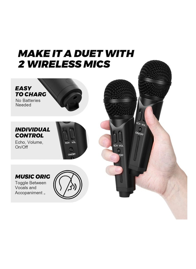 Generic Karaoke Machine with 2 Wireless Microphones for Kids and Adults, Portable Bluetooth Karaoke Machine, PA Speaker System for Home Party, Outdoor Party, Meeting, Wedding  - Image 3