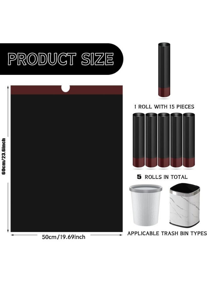 KOWVOWZ Extra Thick & Strong 4 Gallon Trash Bags Drawstring 5 Gallon Trash Bags Small Garbage Bags Unscented Waste Basket Liners Bags for Kitchen,Bathroom,Office(75 Counts) - Image 2