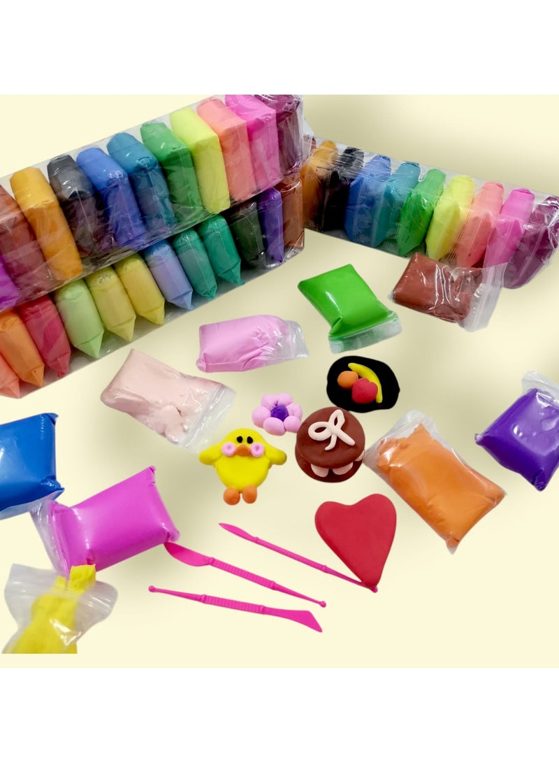 حسم صلصال جاف بالهواء، مجموعة صلصال تشكيل 36 لونًا مع 3 أدوات نحت، لعبة فن الطين للبالغين والأطفال، مجموعة صلصال للحرف اليدوية الجافة بالهواء يمكنك صنعها بنفسك - Image 5