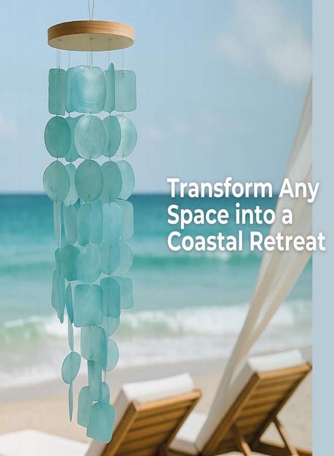 Solange & Frances Turquoise Beachy Wind Chimes - Outdoor Beach Decor for Home Decor, Garden Decor, Seashell Decor. Perfect Beach Theme Home Decor and Gifts for A Beach Lover - Image 4