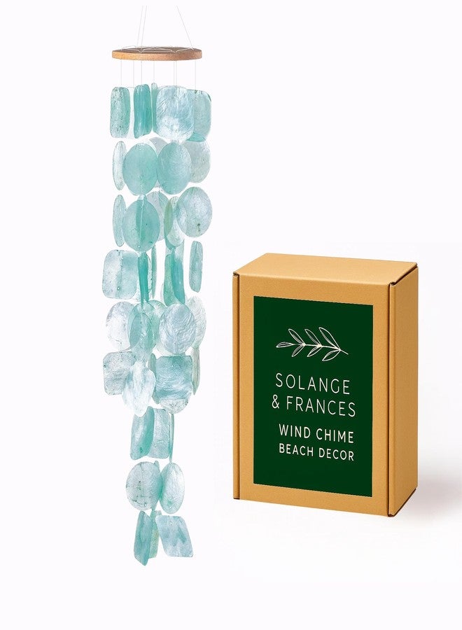 Solange & Frances Turquoise Beachy Wind Chimes - Outdoor Beach Decor for Home Decor, Garden Decor, Seashell Decor. Perfect Beach Theme Home Decor and Gifts for A Beach Lover - Image 1