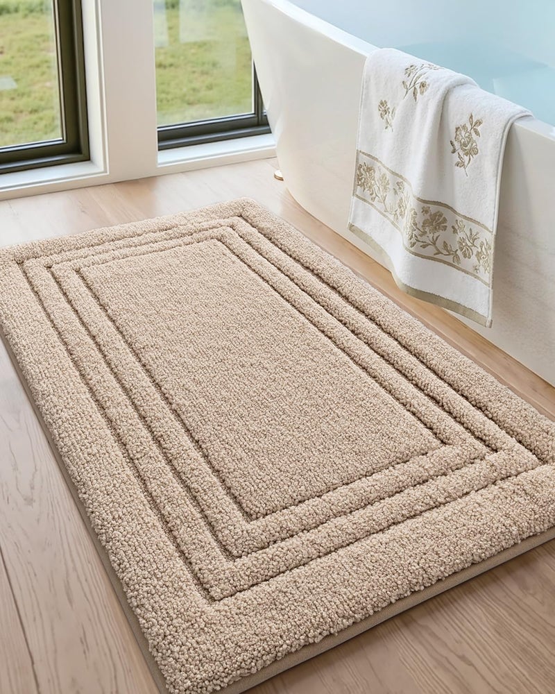 DEXI Bath Mats Bathroom Rug 32x20 Non Slip Bathroom Rugs Washable Absorbent Bathmat Quick Dry for Shower Floor Sink Beige - Image 2