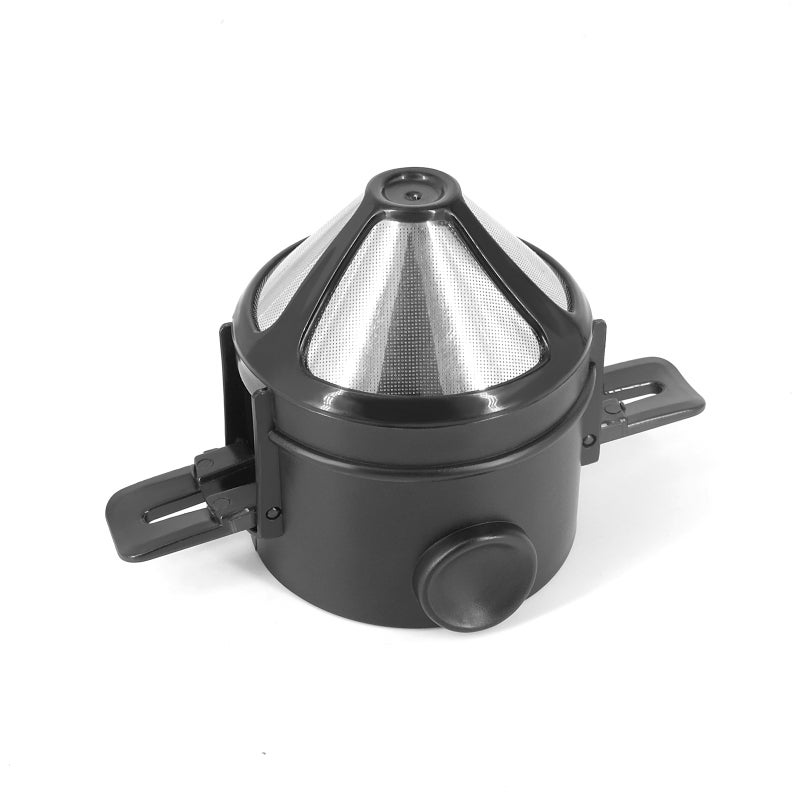 مخروط مرشح القهوة: من الصلب المقاوم للصدأ 304 والراتين ABS المقاومة للحرارة، ترشيح مزدوج الطبقات - بدون ورق مرشح، تصميم قابل للطي للخروج إلى الهواء الطلق والتخييم والسفر بالحقيبة المنزلية لصناعة القهوة والشاي بالتنقيط - Image 3