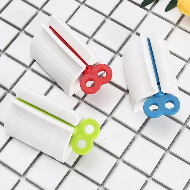 AUREUS Rolling Tube Toothpaste Squeezer Toothpaste Seat Holder Stand Rotate Toothpaste Dispenser for Bathroom (Mix Color) (Pack of 3 Pieces) - Image 2