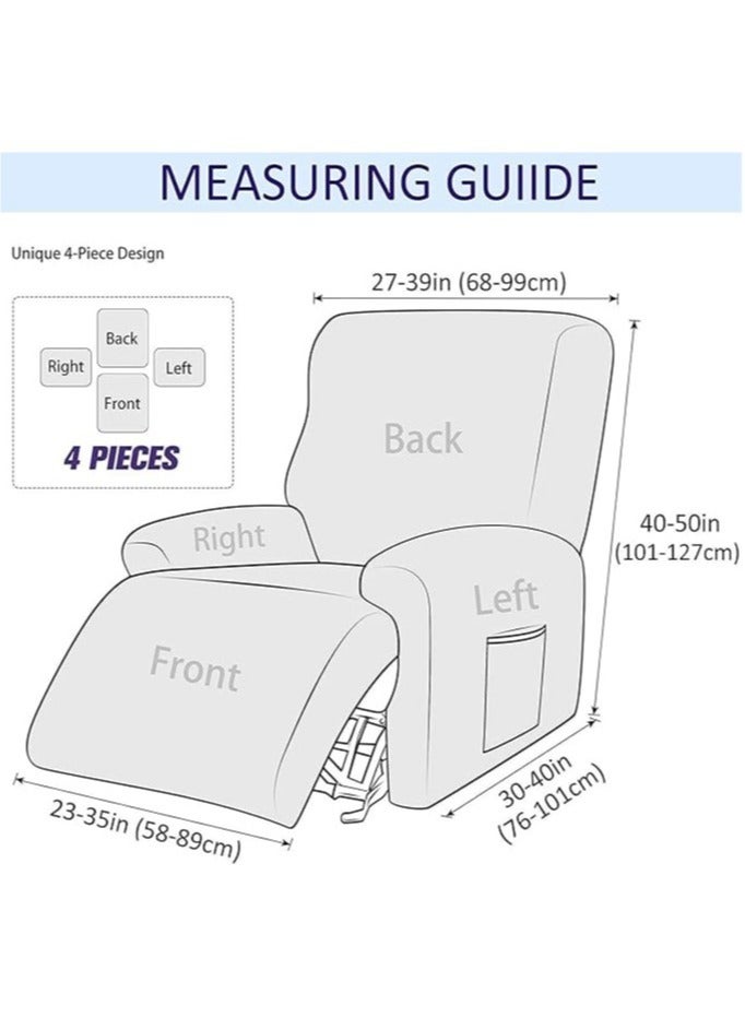 general 4-piece recliner stretch sofa slide recliner cover 1-seater sofa protective cover soft furniture protective cover with elastic chair cover jacquard pattern - Image 5