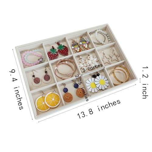 Stratalife Earring Organizer Stackable Jewelry Tray Removable Display Tray Organizer for Jewelry Necklace Earring Drawer Insert 12 Grid Beige - Image 5