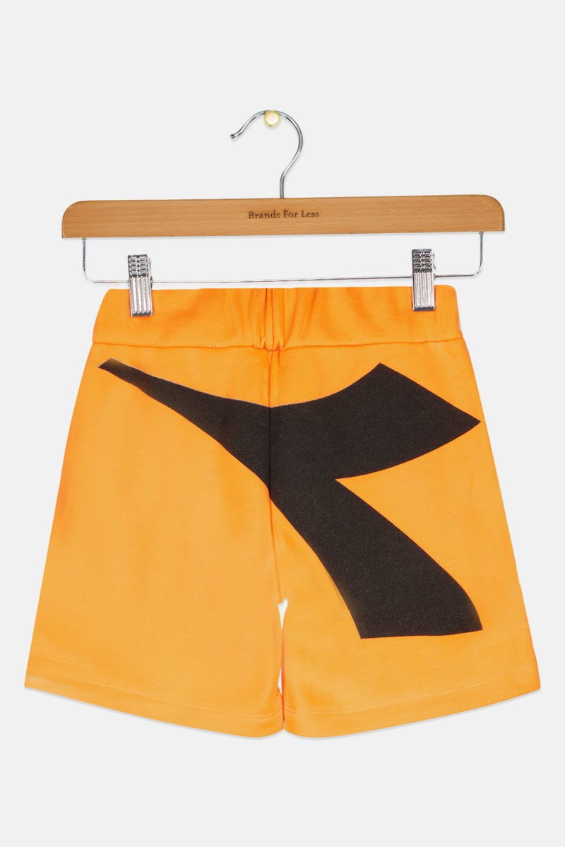 DIADORA Kids Boy Brand Logo Basic Shorts, Orange/Black - Image 2