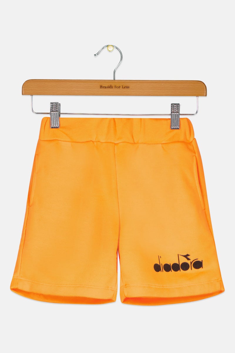 DIADORA Kids Boy Brand Logo Basic Shorts, Orange/Black - Image 1