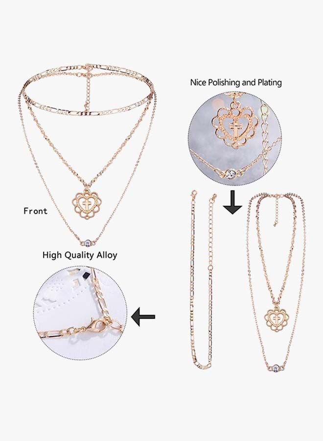 NIBEMINENT 2-Piece Elegant Design Necklace Set Gold - Image 2