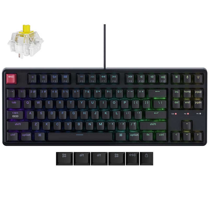 Keychron C3 Pro TKL 80% Wired Mechanical Keyboard, 8K Polling Rate, QMK/VIA Programmable, Hot-Swappable, RGB Backlit Shine-Through Keycaps, Super Banana Switch, for Windows/Mac - Image 1