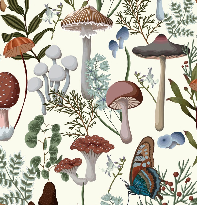 EeeComing Mushroom Wallpaper Peel and Stick Boho Wallpaper Mushroom Contact Paper Removable Wall Paper for Bedroom Living Room Bookcase Bathroom Self Adhesive Vinyl 787 x 1614