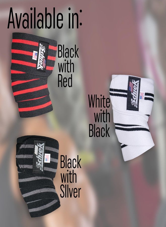 Schiek Sports Model 1152 Heavy-Duty Cotton Elastic Elbow Wraps - Elbow Wraps for Weightlifting (Black/Silver) - Image 4