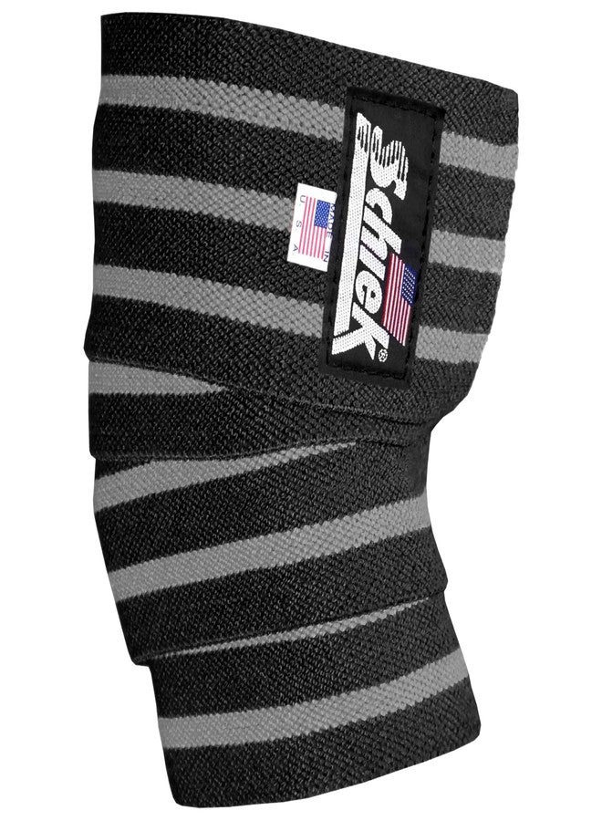 Schiek Sports Model 1152 Heavy-Duty Cotton Elastic Elbow Wraps - Elbow Wraps for Weightlifting (Black/Silver) - Image 1