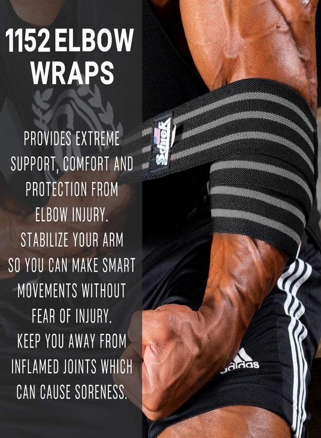 Schiek Sports Model 1152 Heavy-Duty Cotton Elastic Elbow Wraps - Elbow Wraps for Weightlifting (Black/Silver) - Image 5