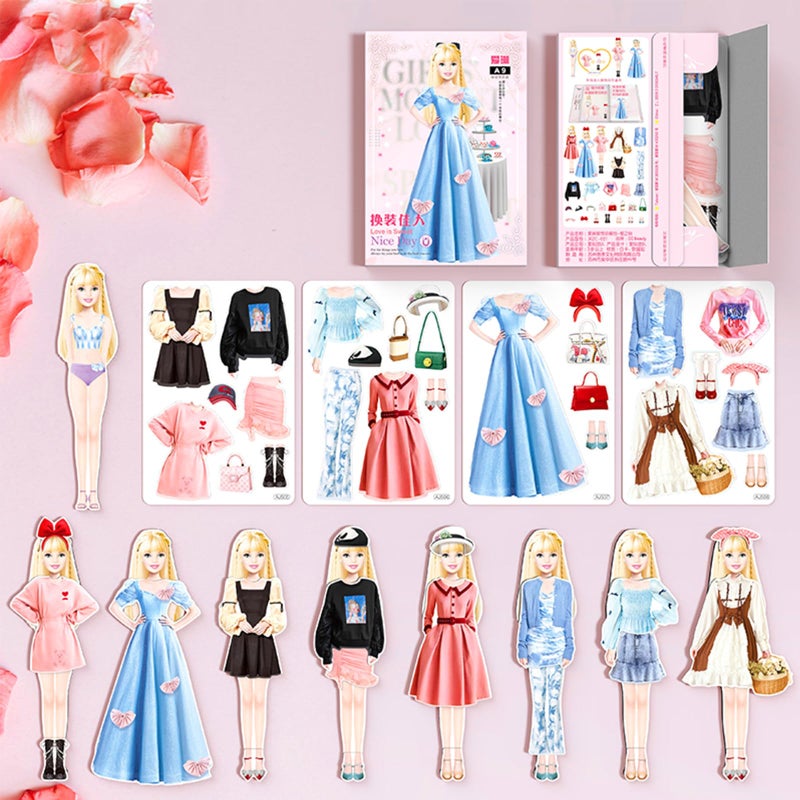 Daniel Axel Magnetic Princess Dress Up Paper Doll Pretend Play Toys Magnet People Clothes Puzzles Game for 3 Year Old Girls ToddlerPreschool Learning Created Imagine Set Birthday Gift B Set - Image 4
