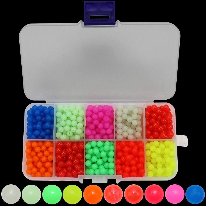 BB Hapeayou Fishing Beads Saltwater Freshwater Assortment for Fishing RigsLine Glow Mix Color Plastic 5mm1000pcsBox 